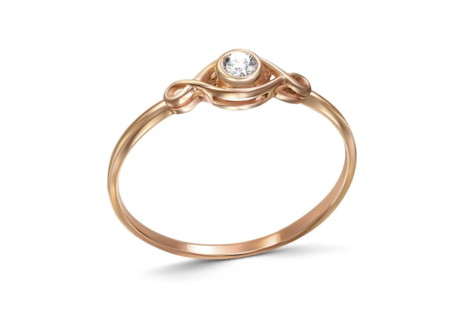 Кольцо из красного золота с бриллиантом