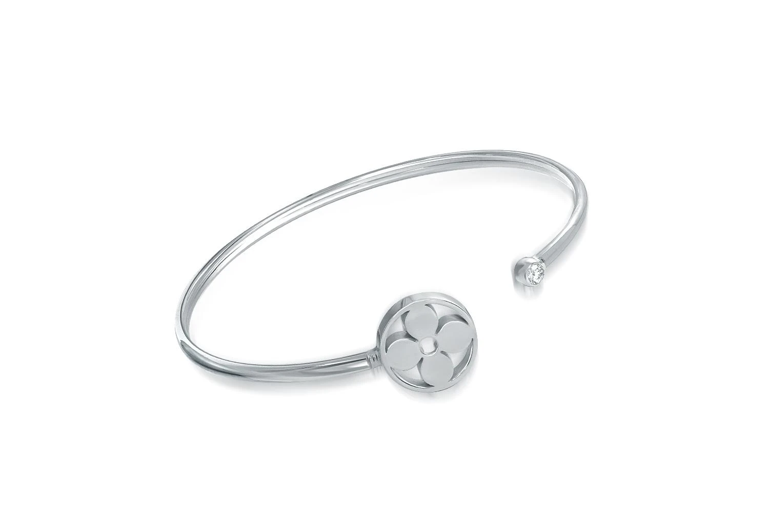 Браслет Клевер из белого золота с фианитом