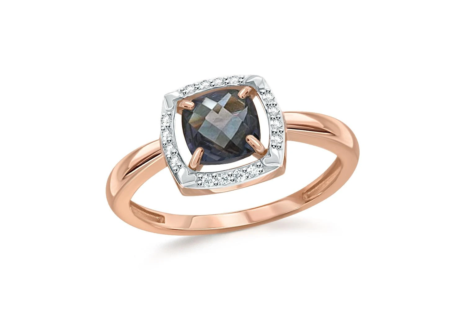 Кольцо из красного золота с александритом и 16 фианитами