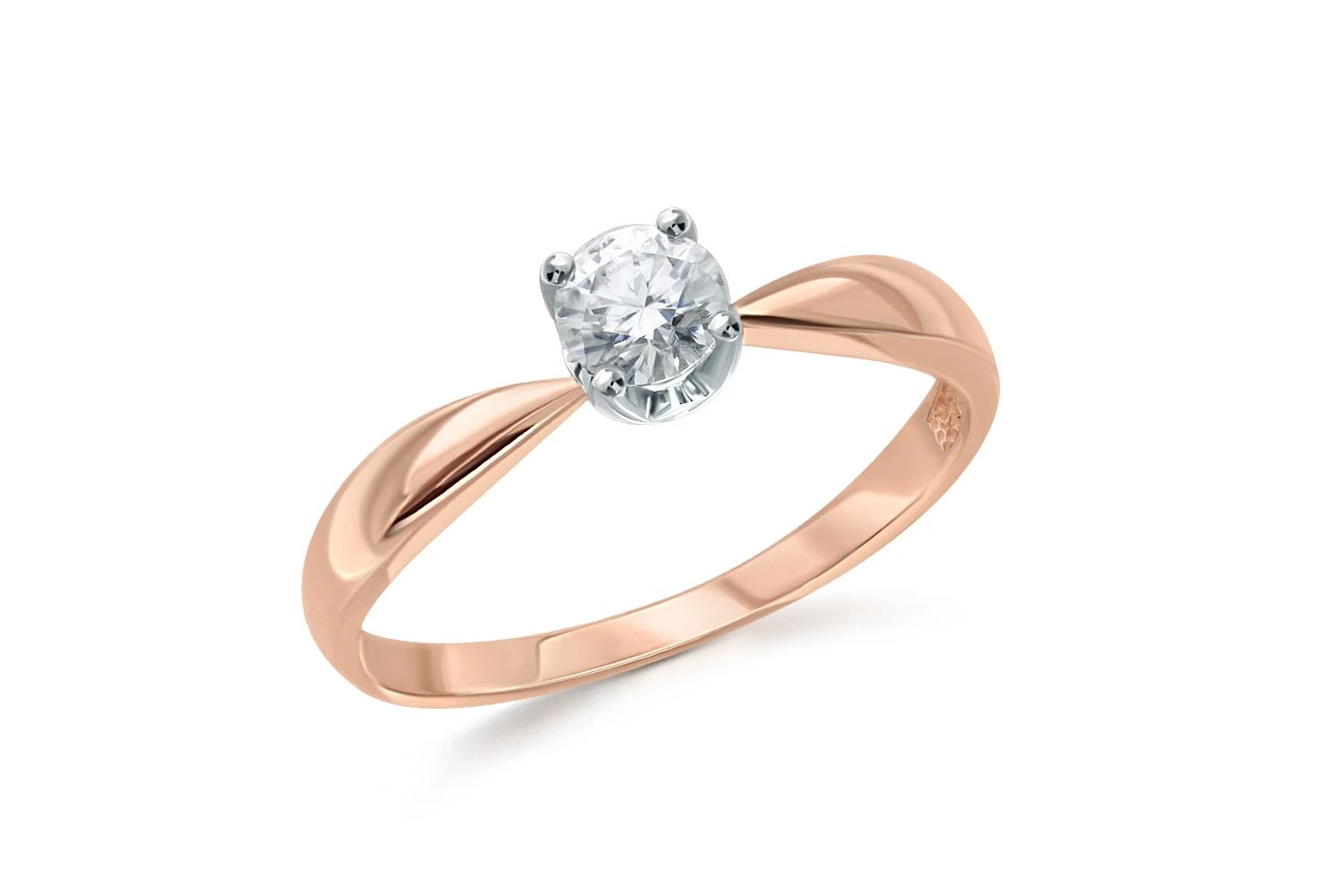 Кольцо из красного золота с муассанитом