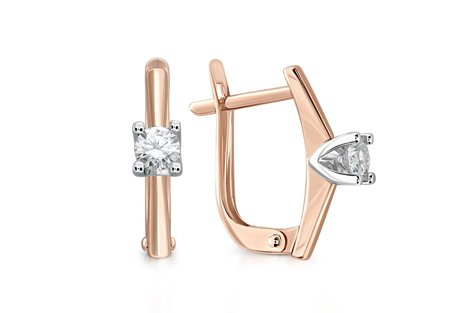 Серьги из красного золота с 2 бриллиантами