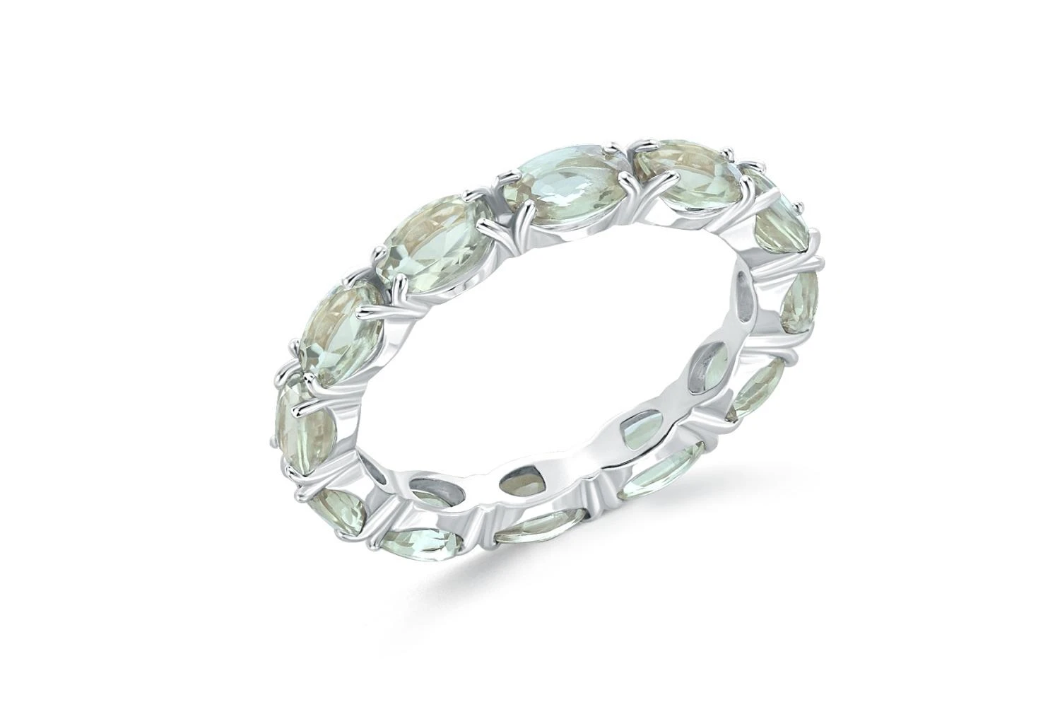 Кольцо Дорожка из белого золота с 12 аметистами