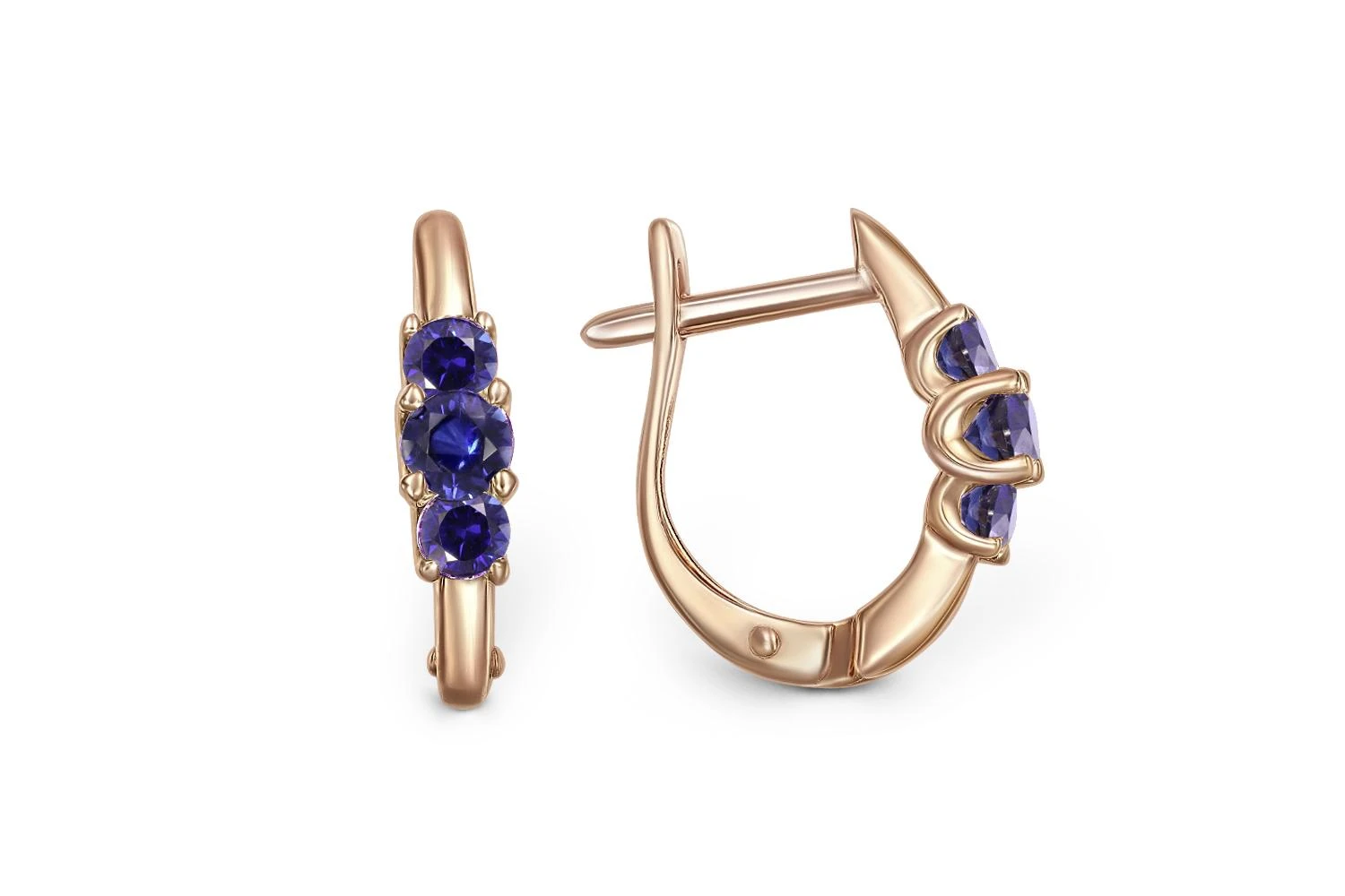 Серьги из красного золота с 6 корундами