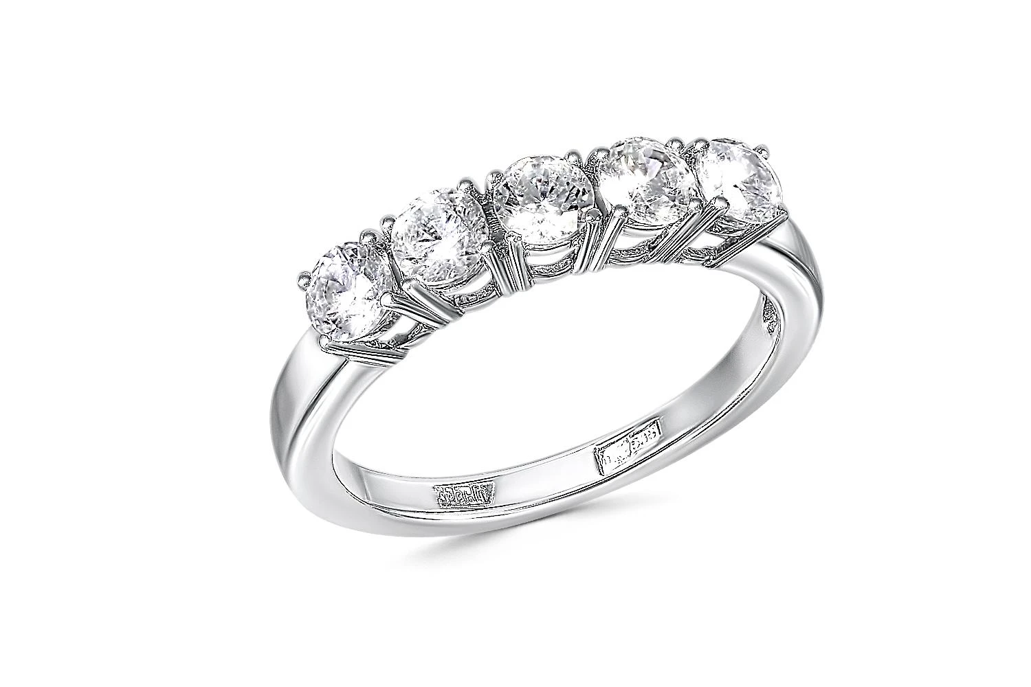Кольцо Дорожка из белого золота с 5 фианитами