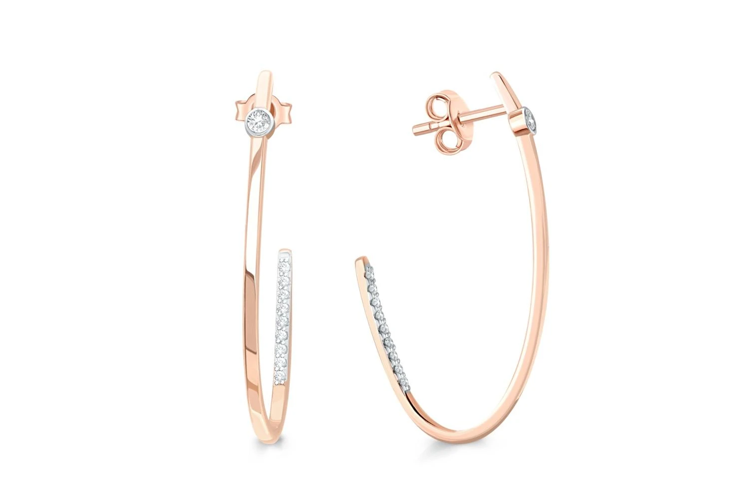 Серьги-пусеты Дорожки из красного золота с 20 фианитами