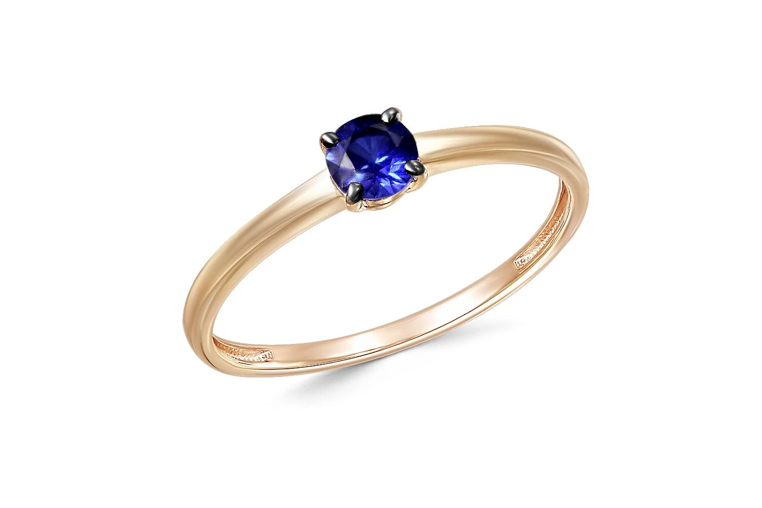 Кольцо из красного золота с корундом