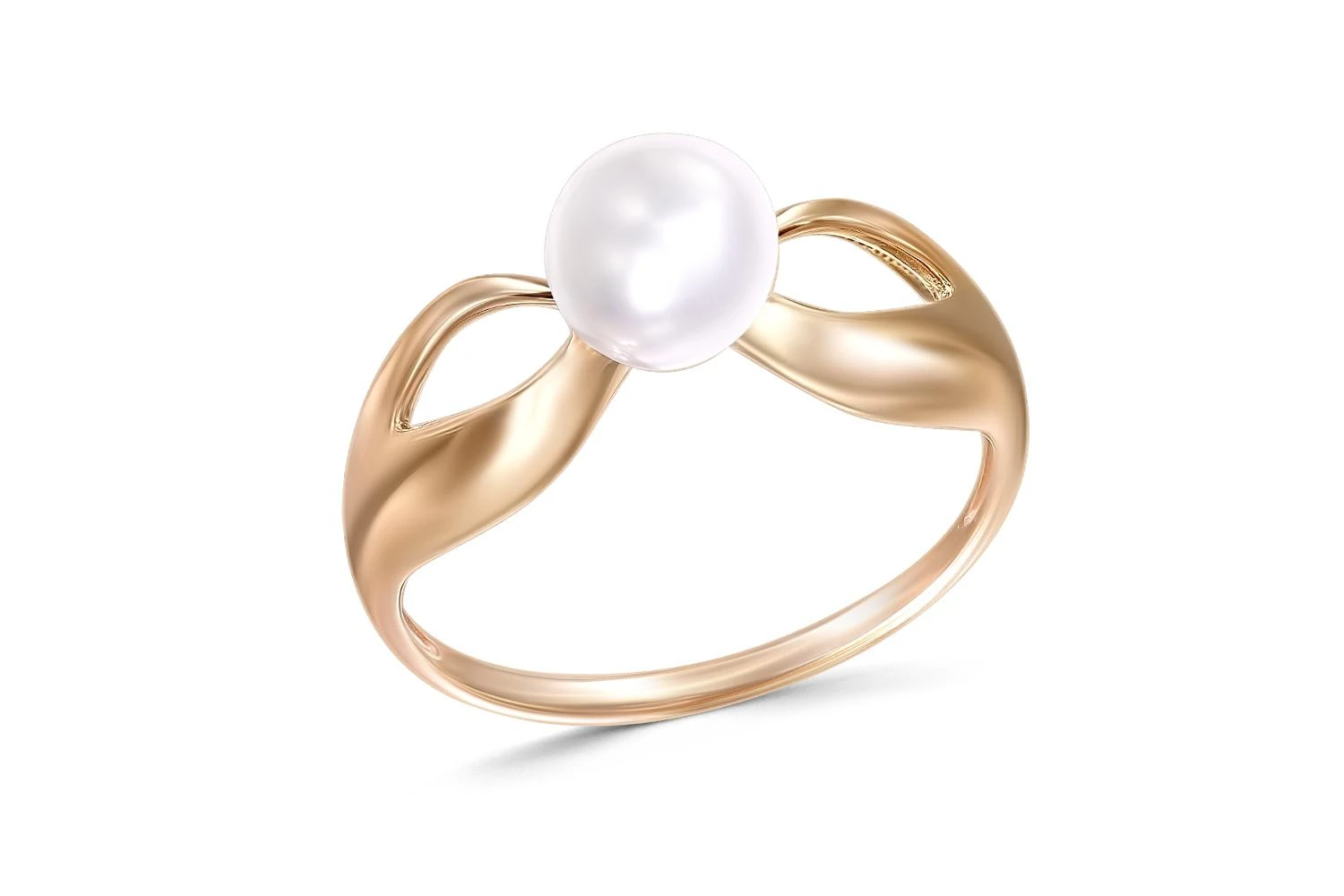 Кольцо из красного золота с жемчугом