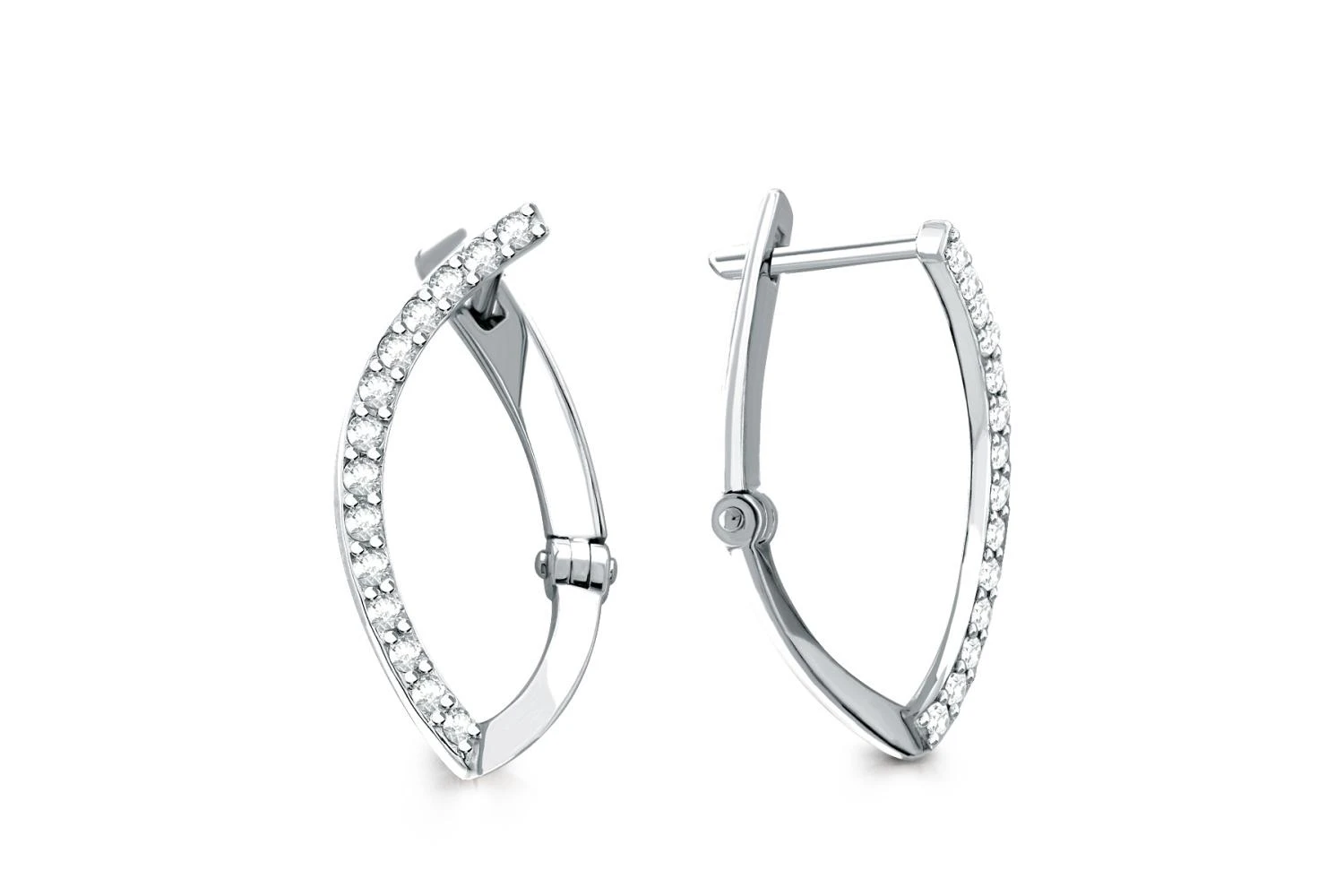 Серьги Дорожки из белого золота с 28 бриллиантами