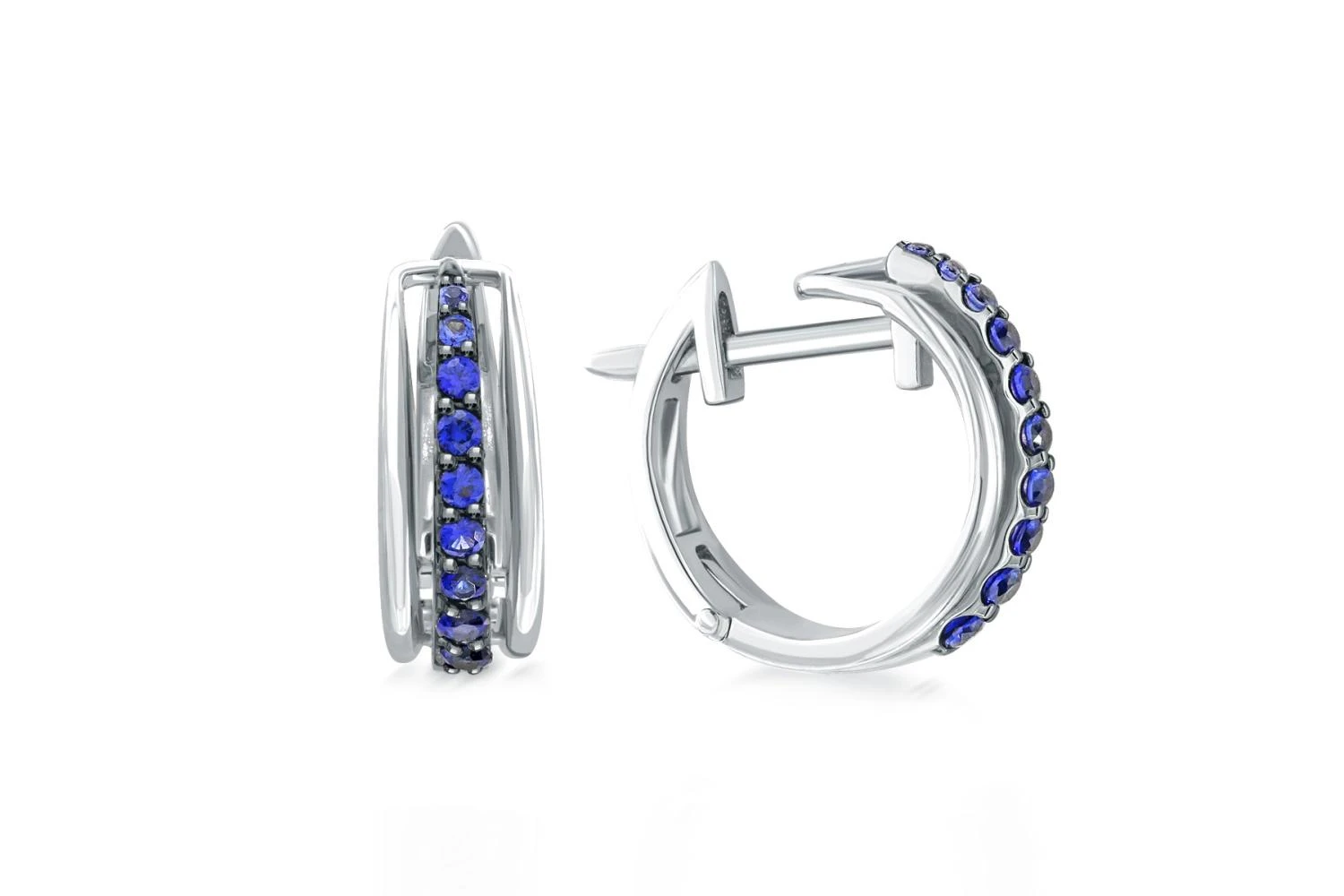 Серьги из белого золота с 18 сапфирами