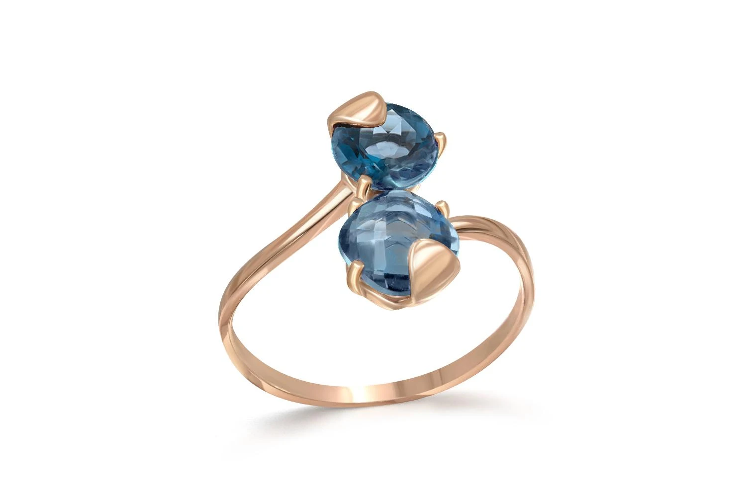 Кольцо из красного золота с 2 топазами лондон