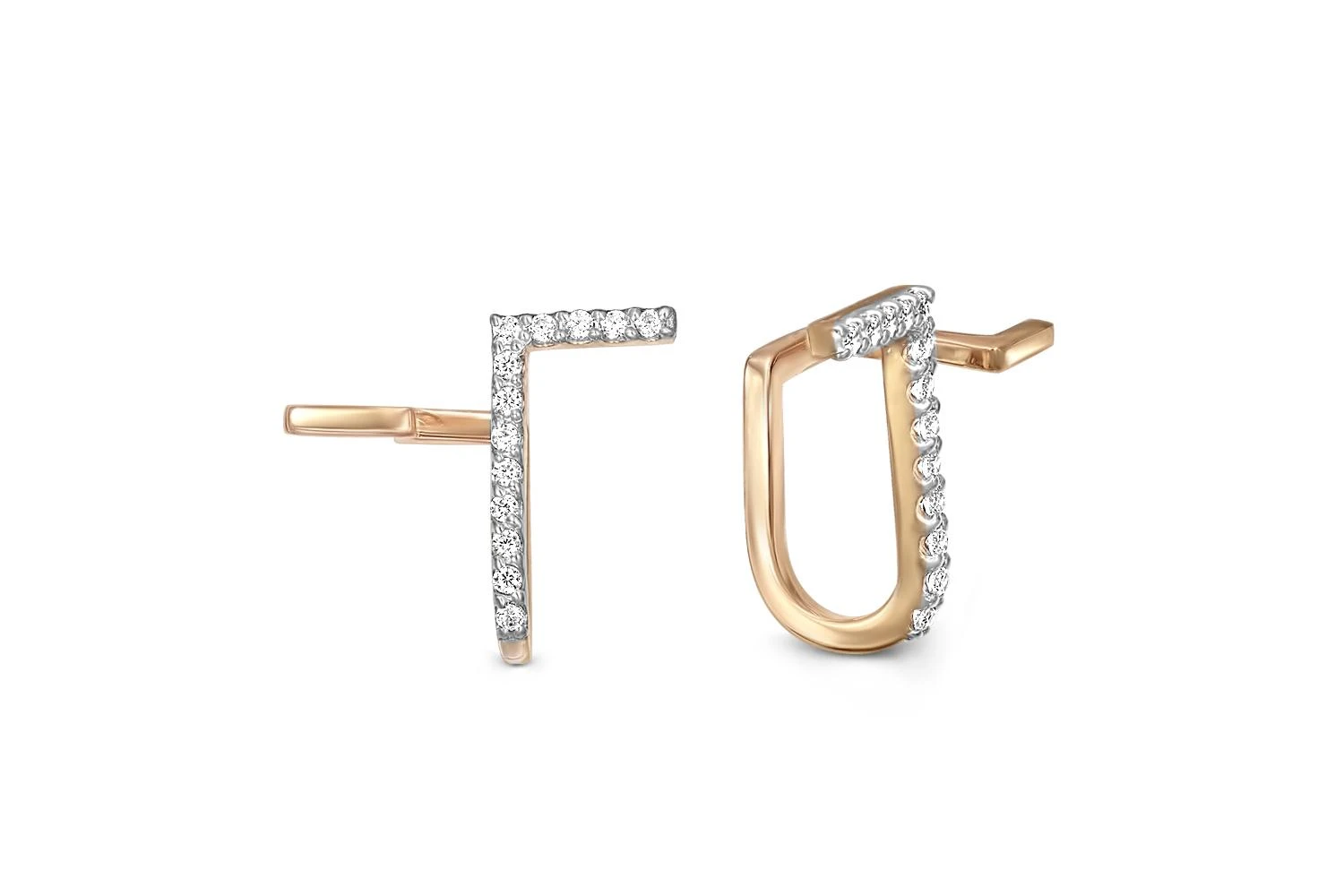 Серьги-пусеты Дорожки из красного золота с 26 бриллиантами