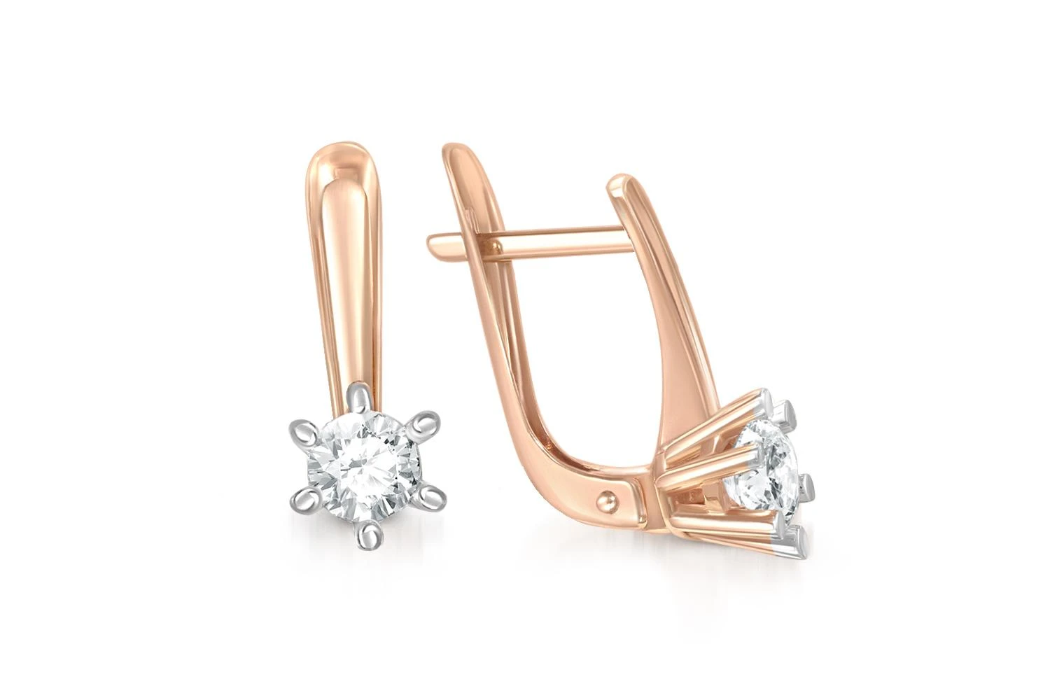 Серьги из красного золота с 2 кристаллами swarovski