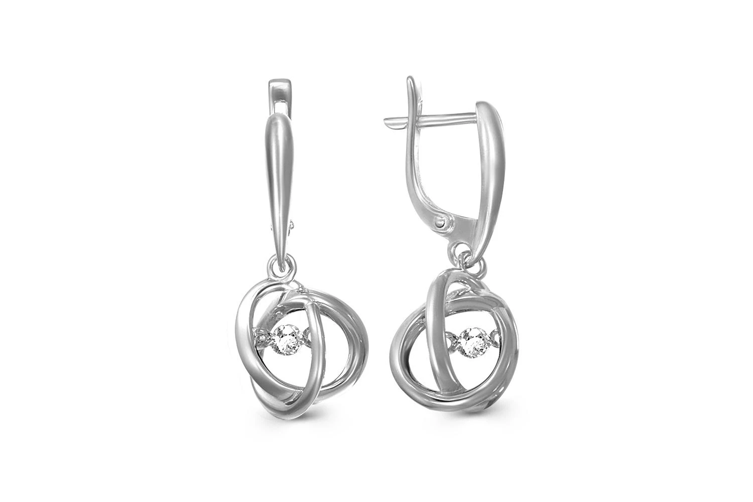 Серьги из белого золота с 2 бриллиантами