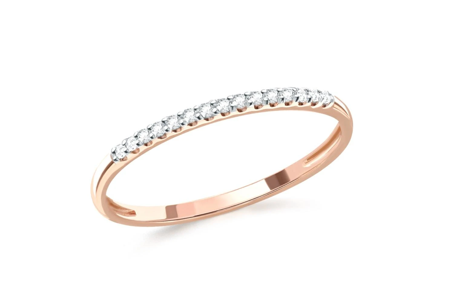 Кольцо из красного золота с 15 бриллиантами