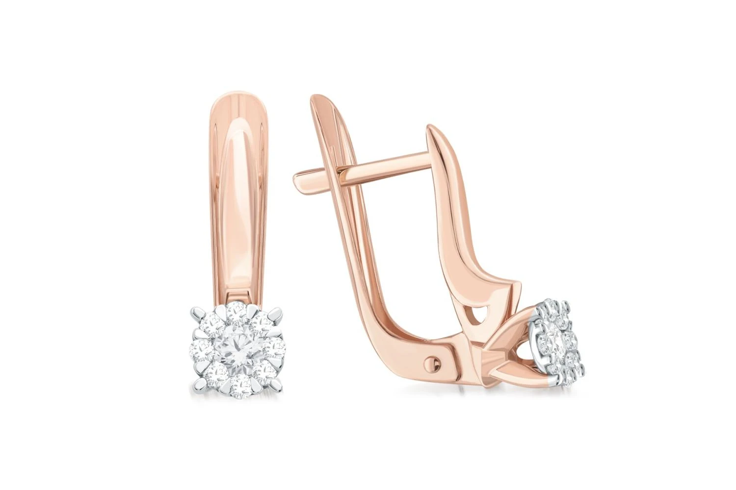 Серьги Малинки из красного золота с 18 бриллиантами