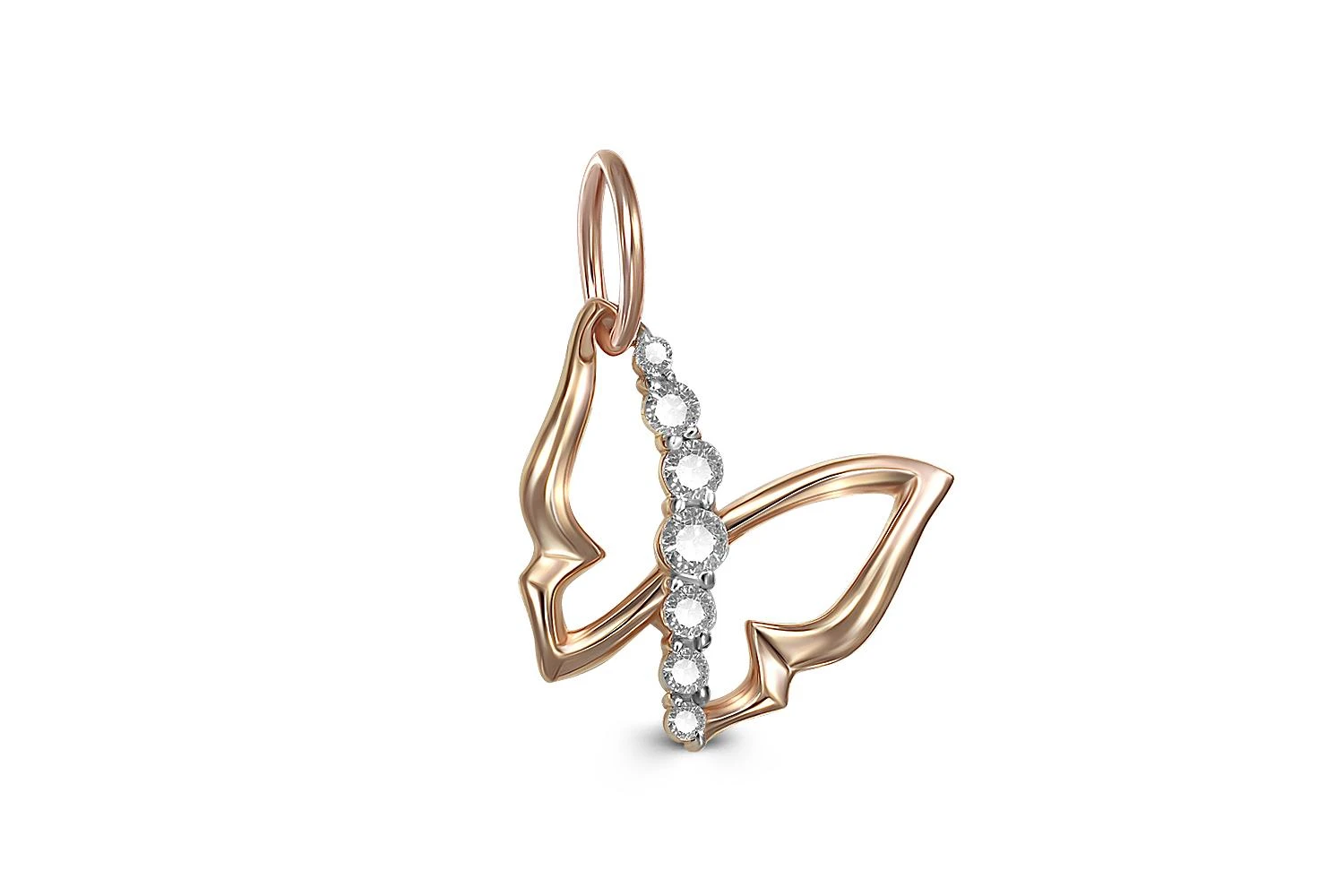 Подвеска Бабочка из красного золота с 7 фианитами