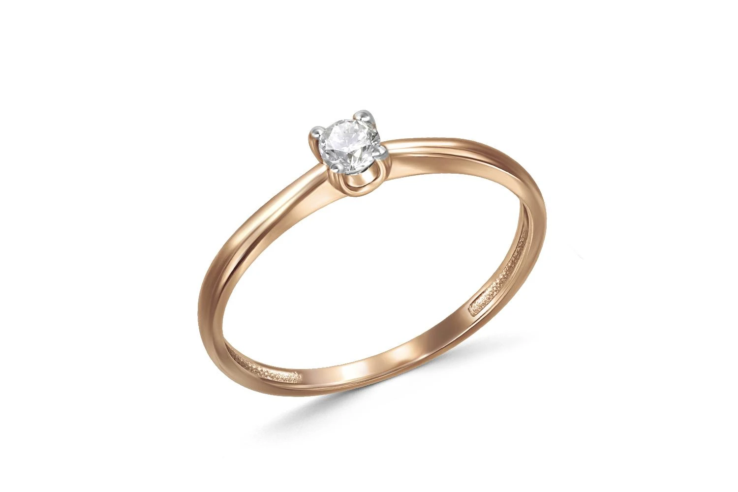 Кольцо из красного золота с фианитом