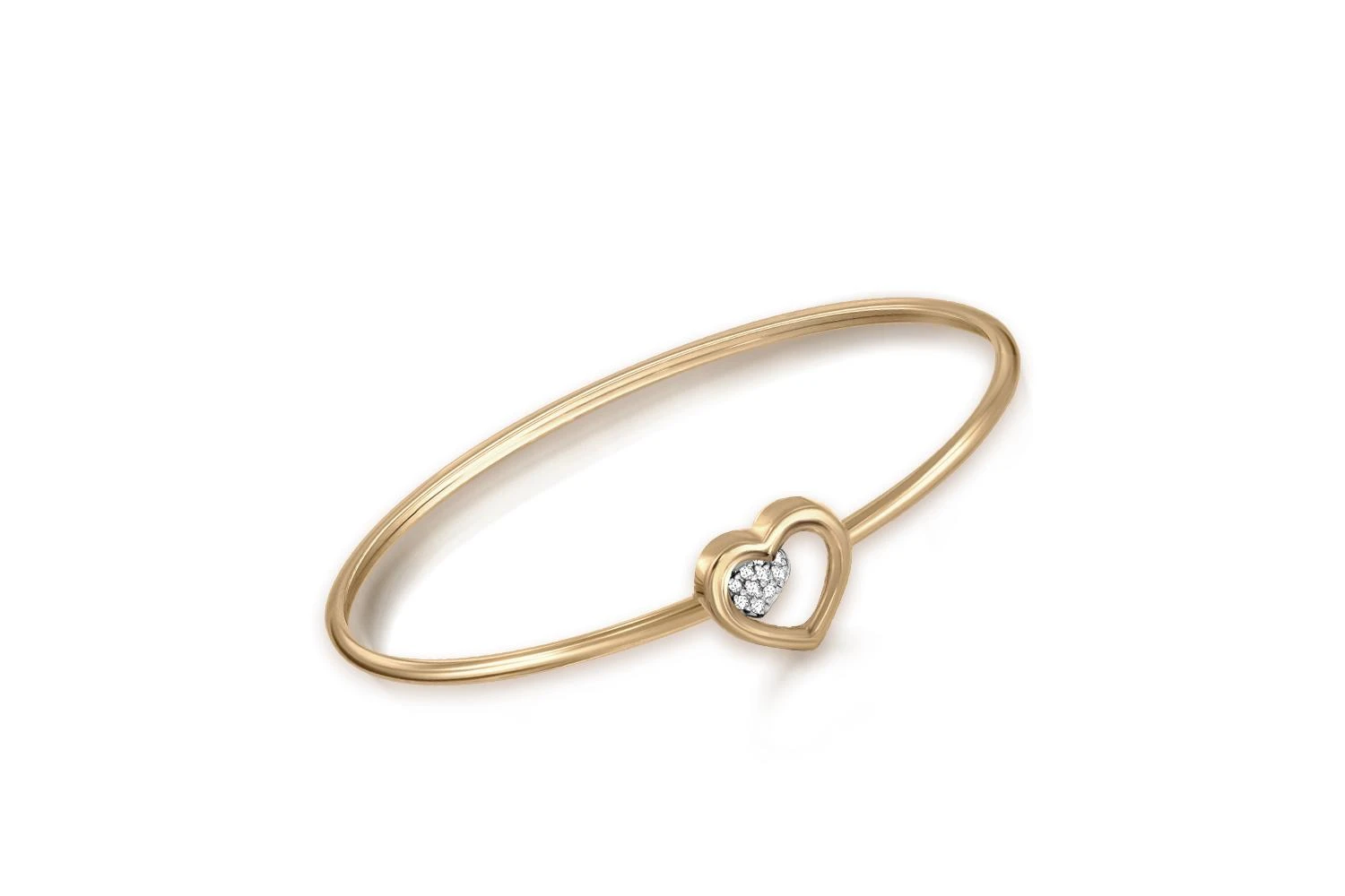 Браслет Сердце из жёлтого золота с 13 фианитами