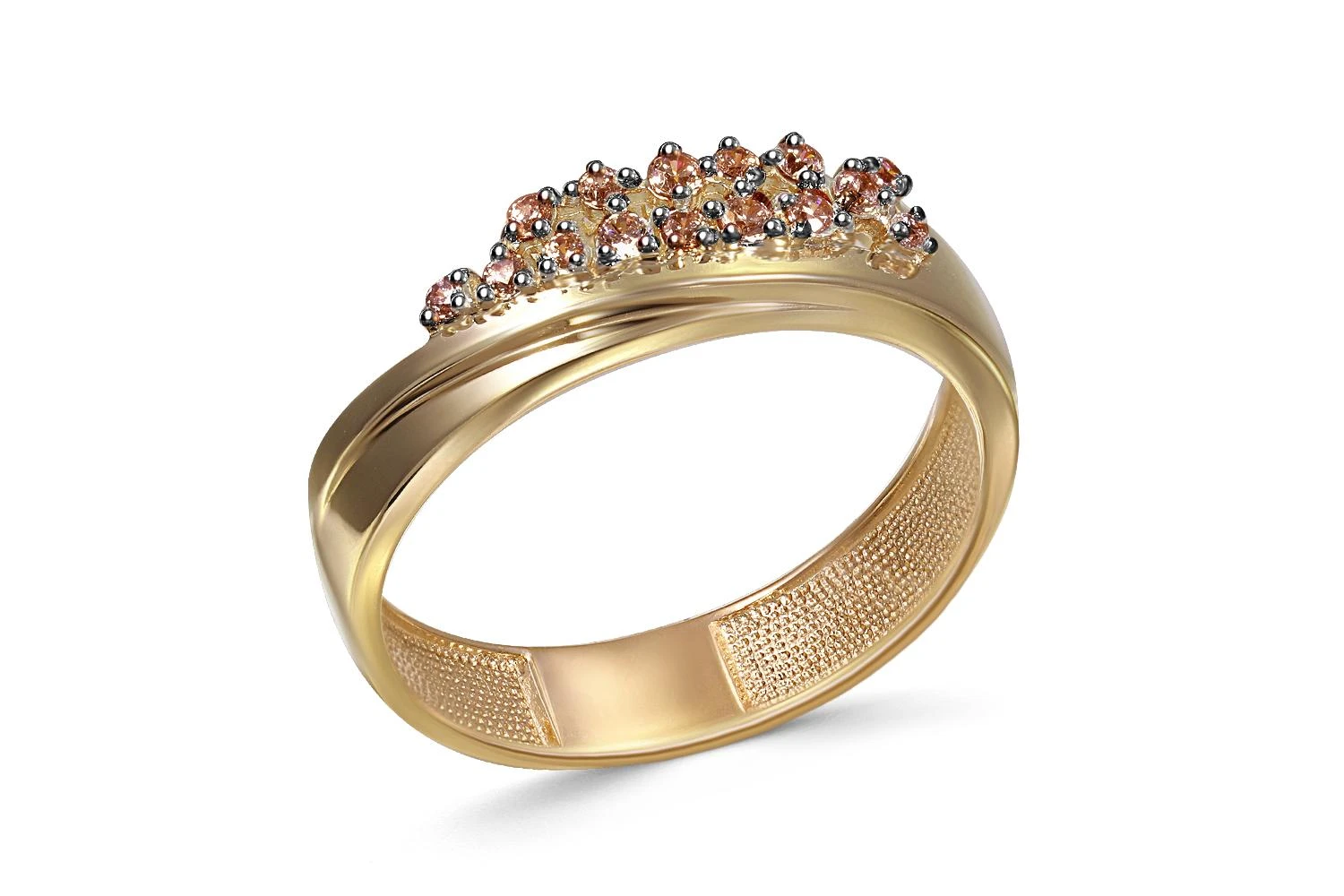 Кольцо из жёлтого золота с 6 бриллиантами и 9 фианитами