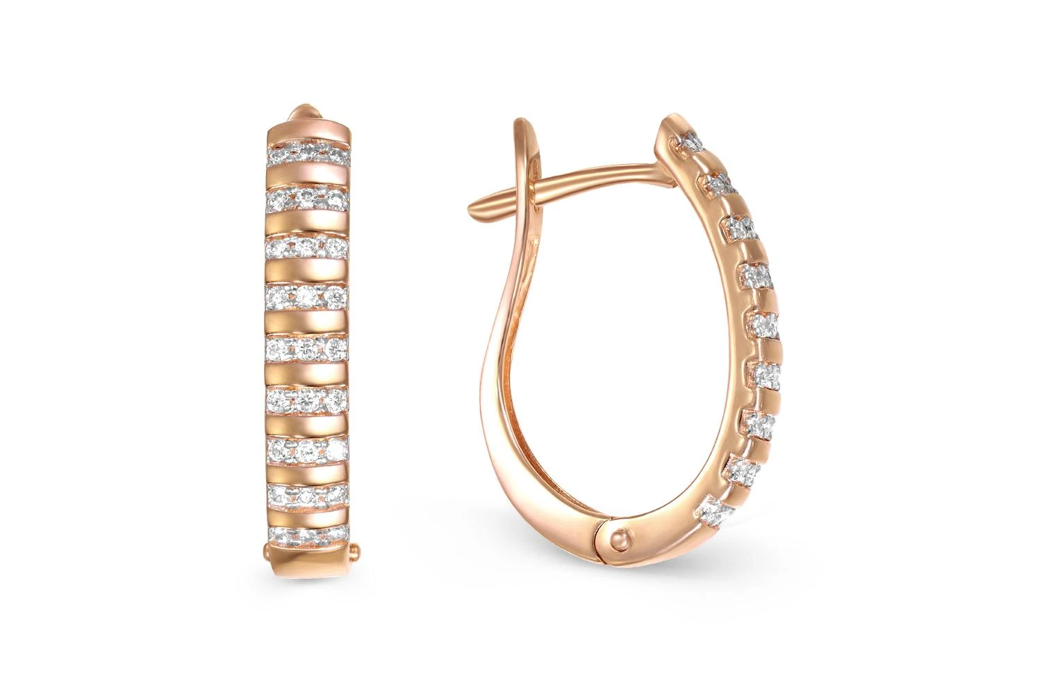 Серьги из красного золота с 54 фианитами