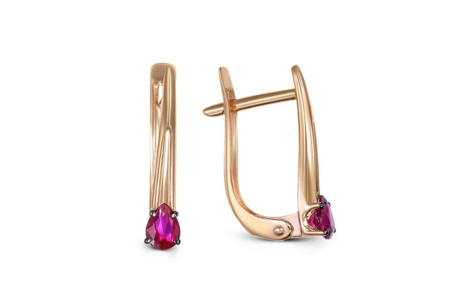 Серьги из красного золота с 2 рубинами