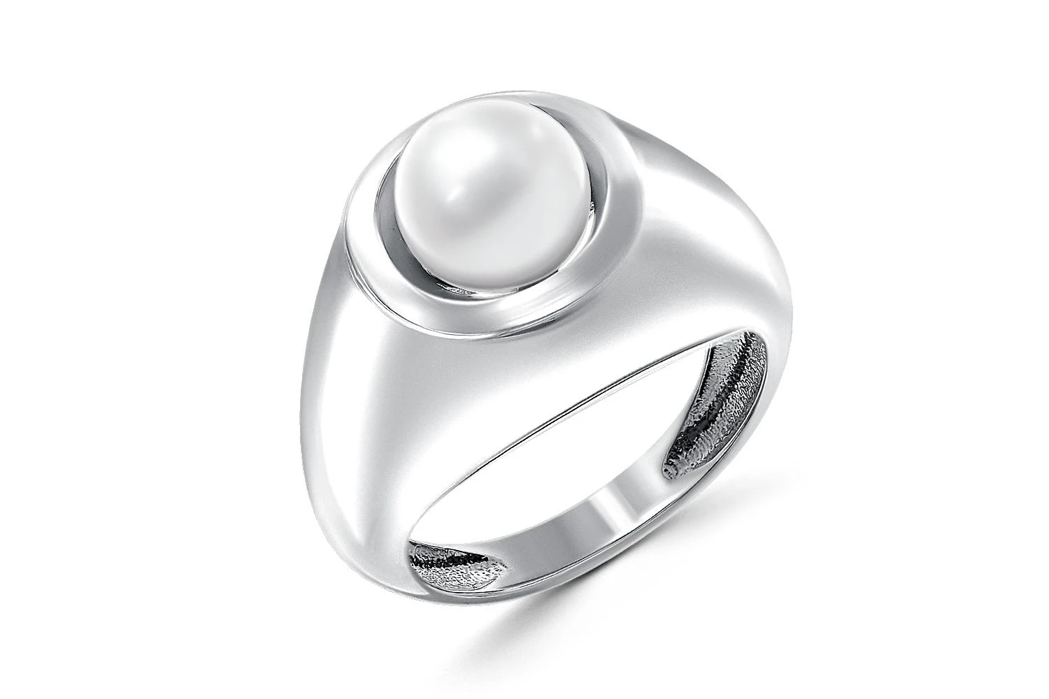 Кольцо из белого золота с жемчугом