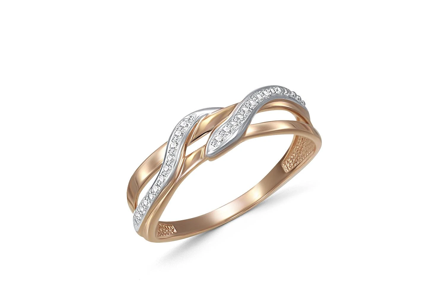 Кольцо Змея из красного золота с 26 фианитами