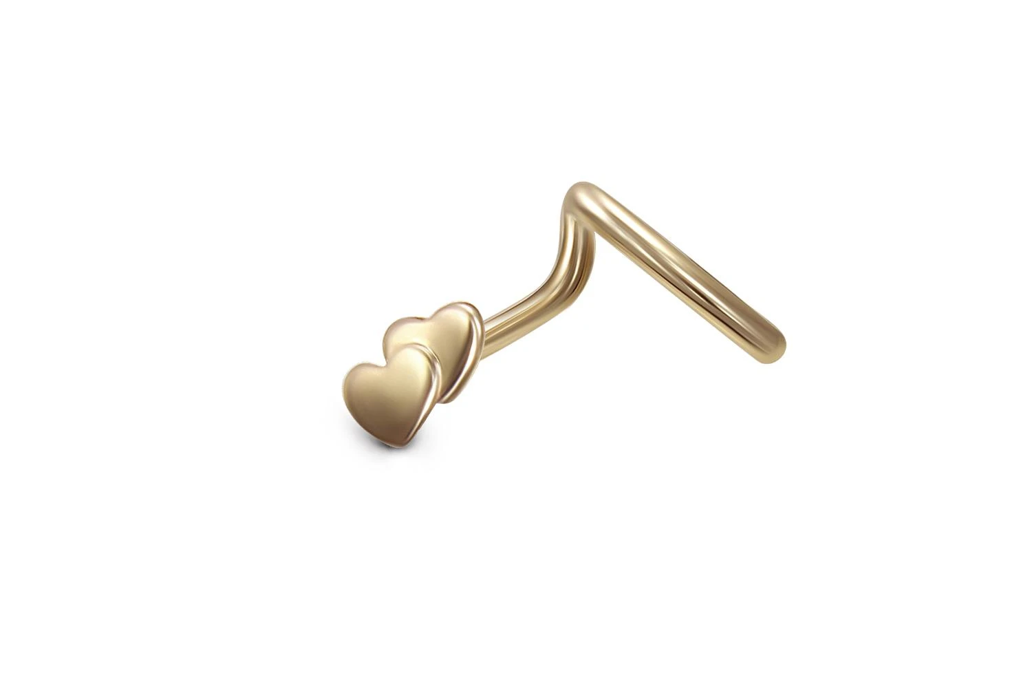 Пирсинг в нос Сердце из жёлтого золота без вставок