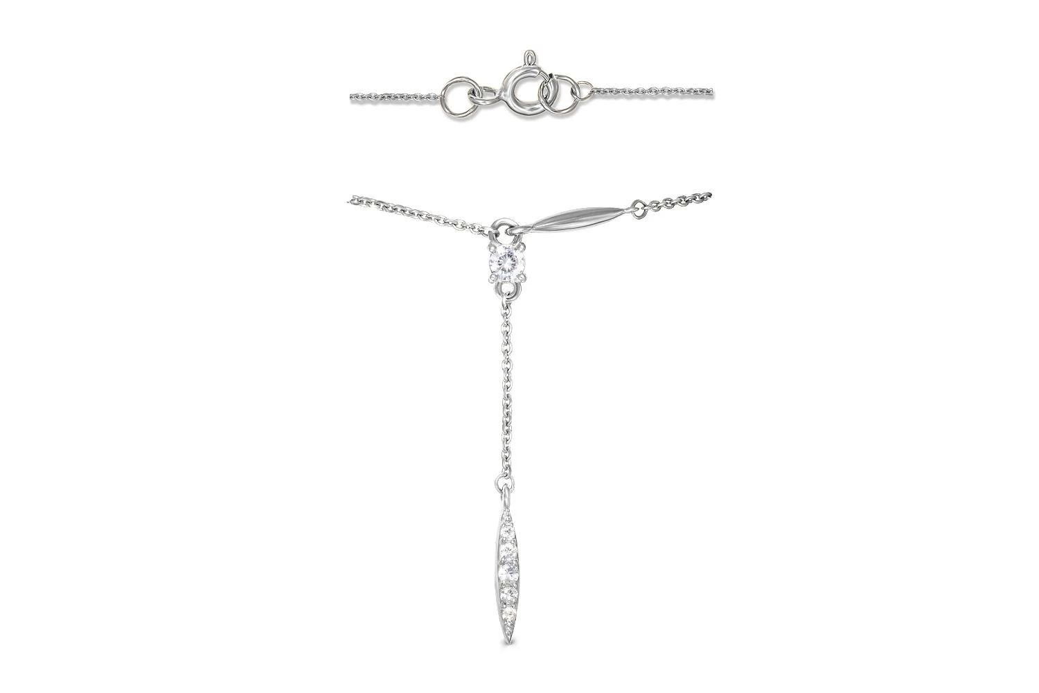 Колье из белого золота с 6 фианитами