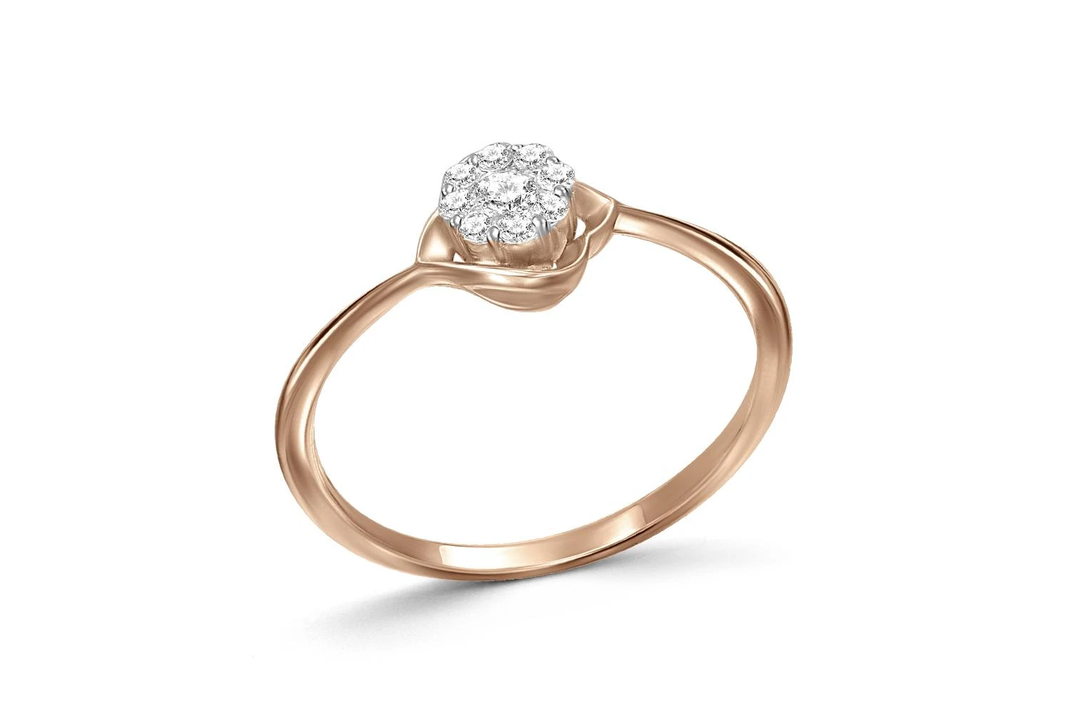 Кольцо Малинка из красного золота с 9 бриллиантами