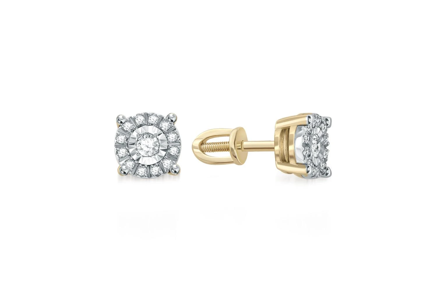 Серьги-пусеты из жёлтого золота с 26 бриллиантами