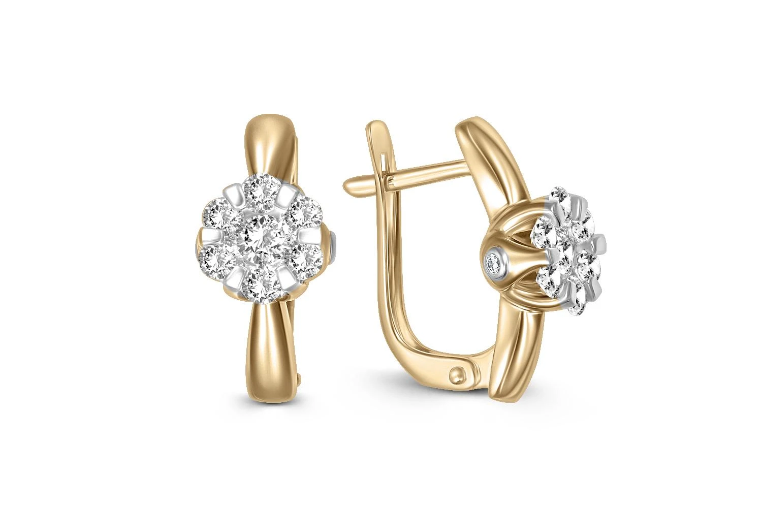 Серьги Малинки из жёлтого золота с 18 бриллиантами