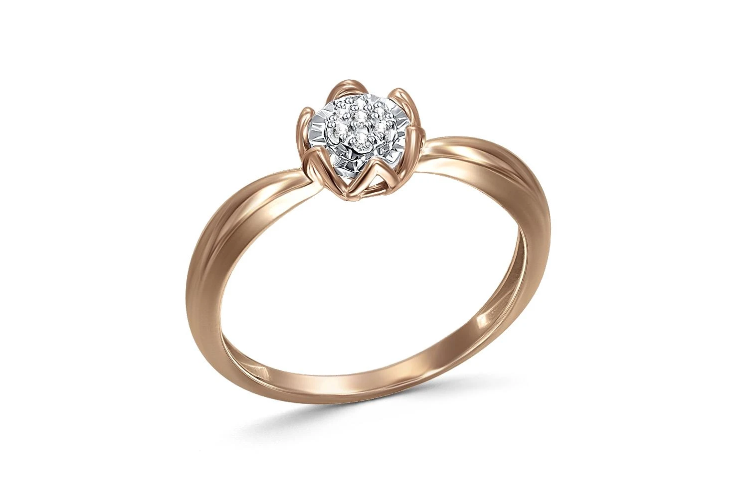 Кольцо Цветок из красного золота с 7 бриллиантами