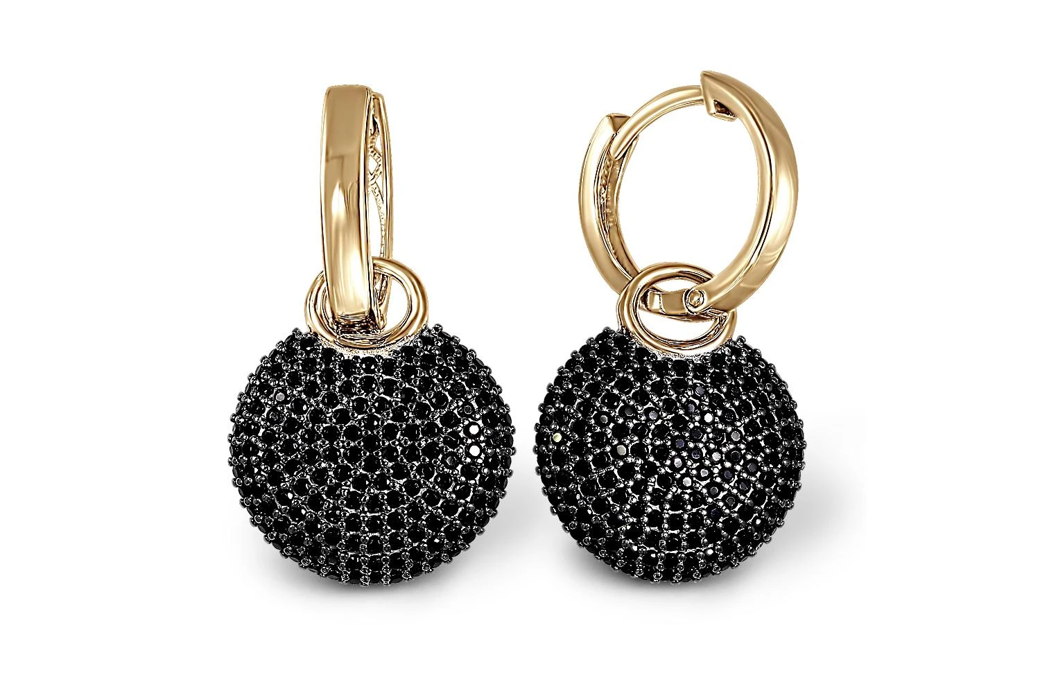 Серьги-трансформеры из жёлтого золота с 304 фианитами