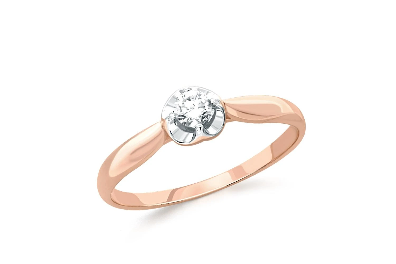 Кольцо из красного золота с выращенным бриллиантом