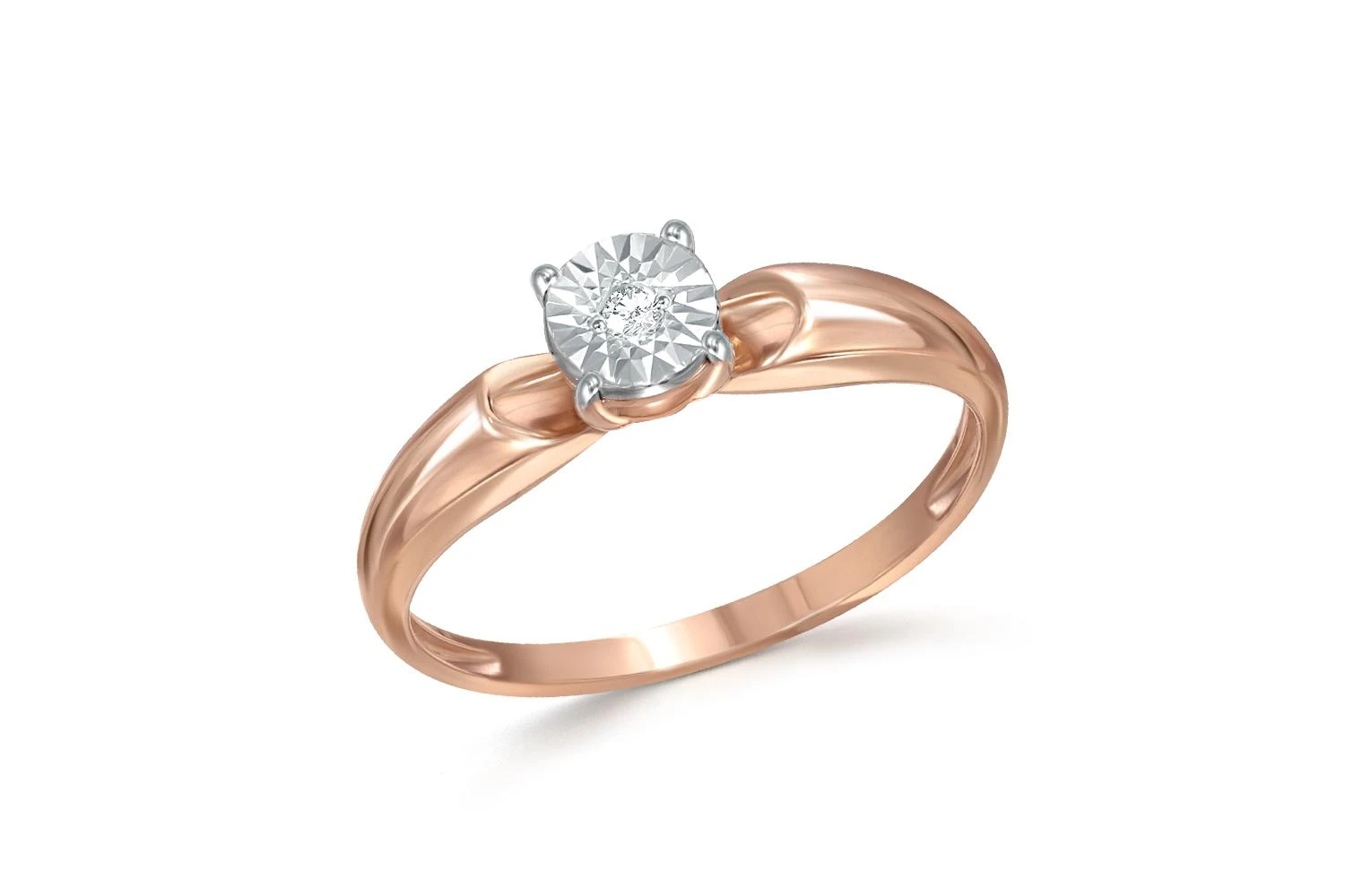 Кольцо из красного золота с бриллиантом