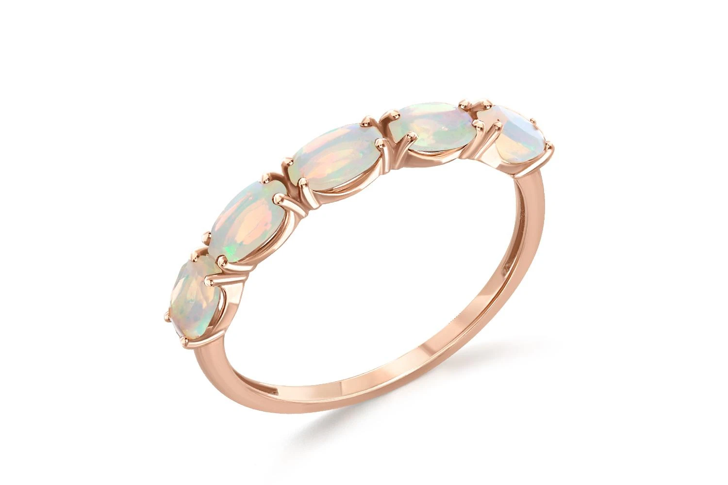 Кольцо Дорожка из красного золота с 5 опалами