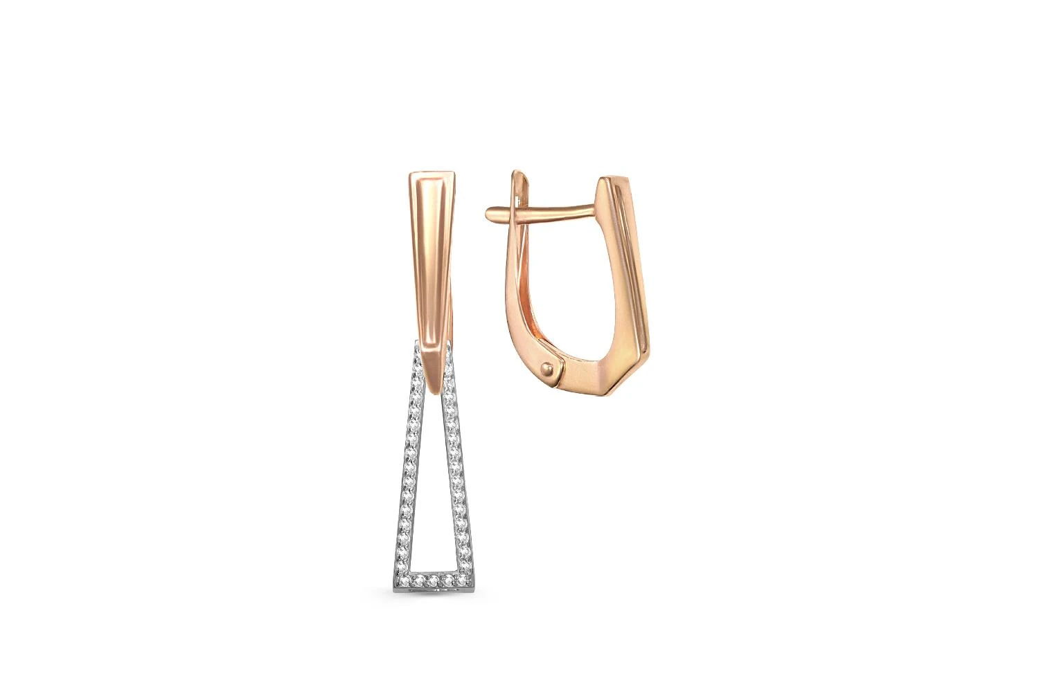 Серьги-трансформеры из красного золота с 37 фианитами