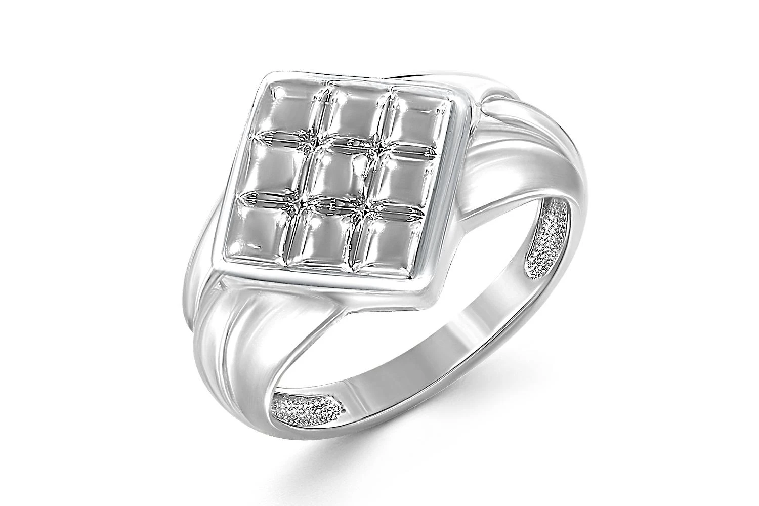 Кольцо Квадрат из белого золота без вставок