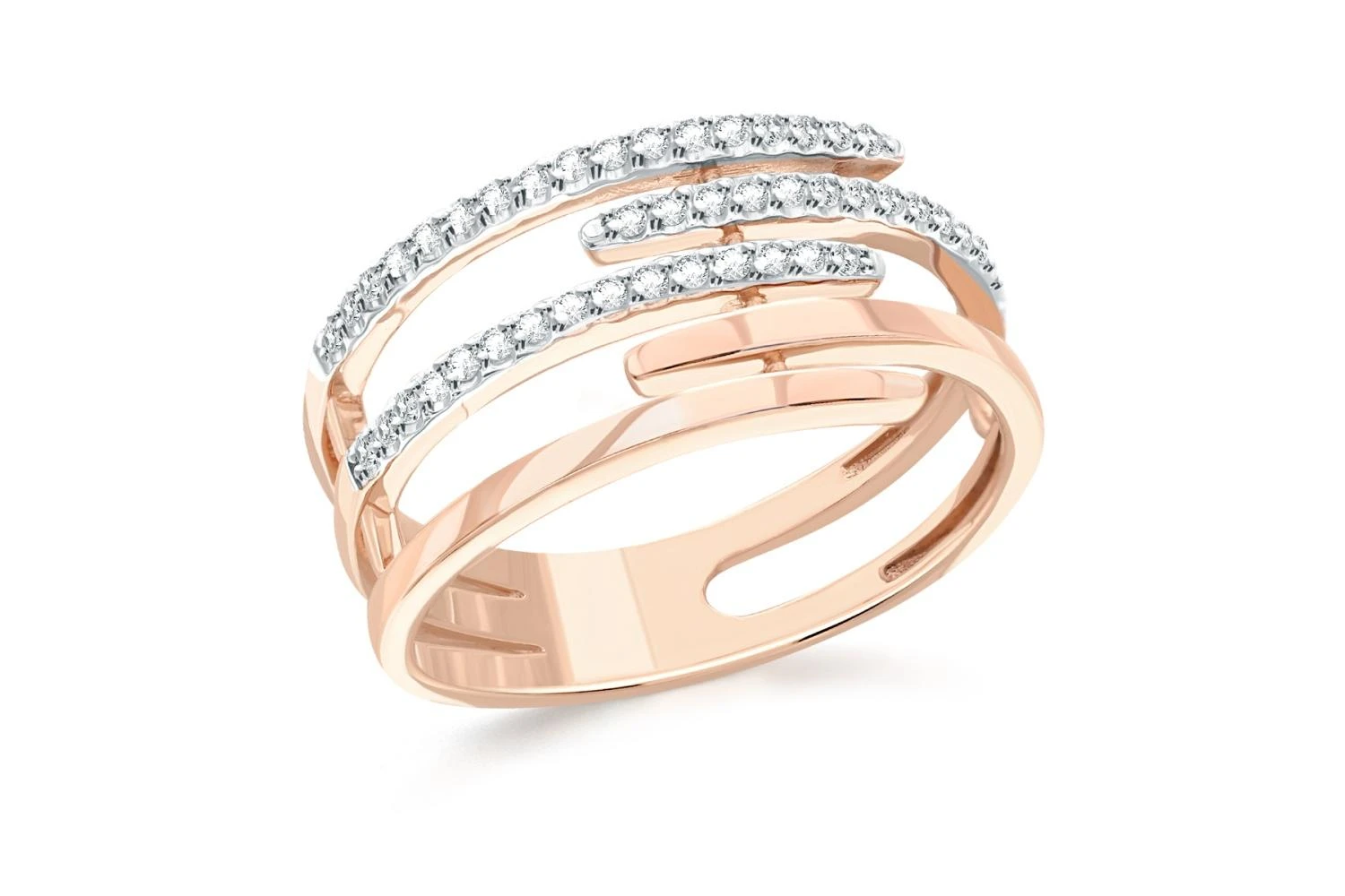 Кольцо Дорожка из красного золота с 47 фианитами