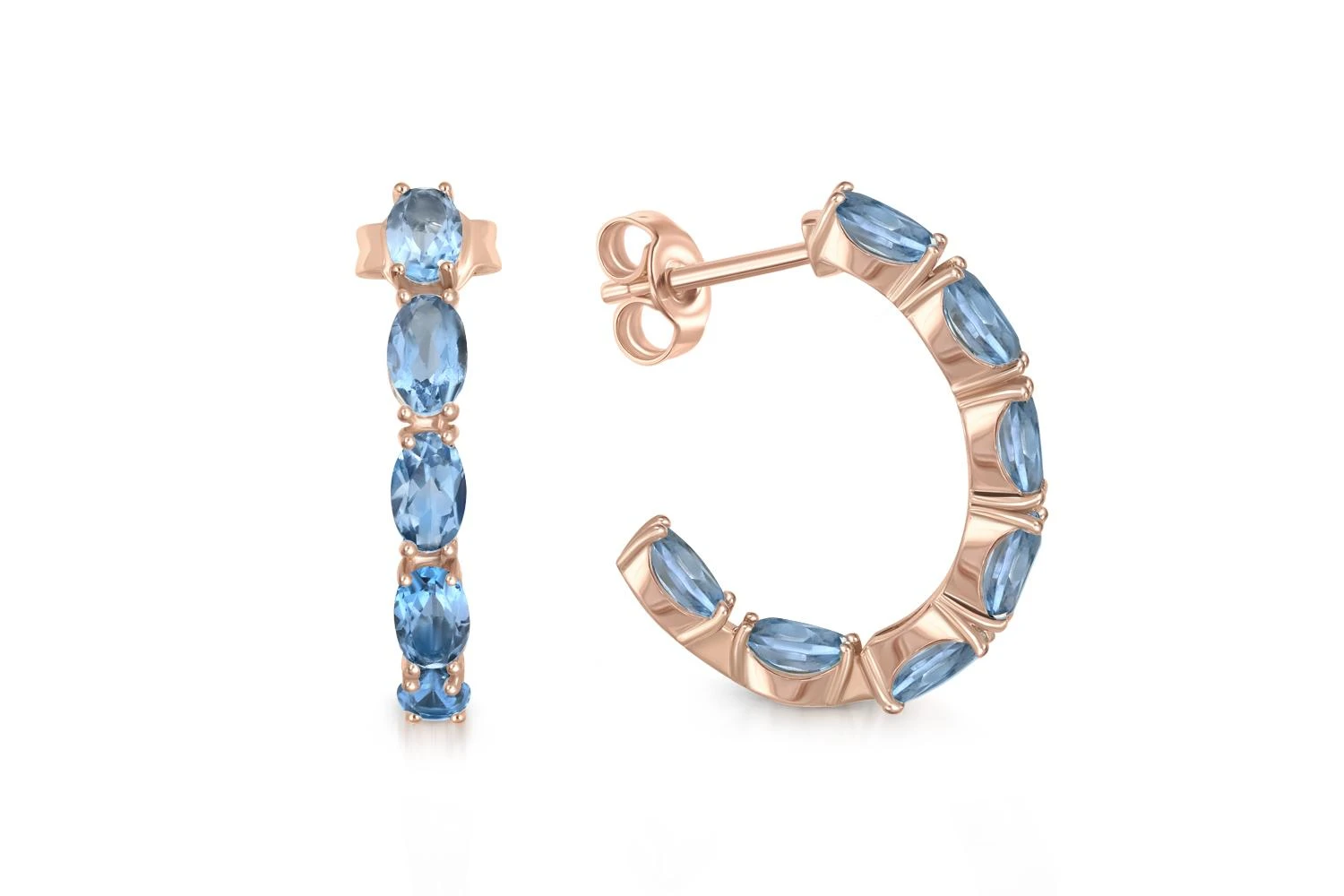 Серьги-пусеты из красного золота с 14 топазами swiss