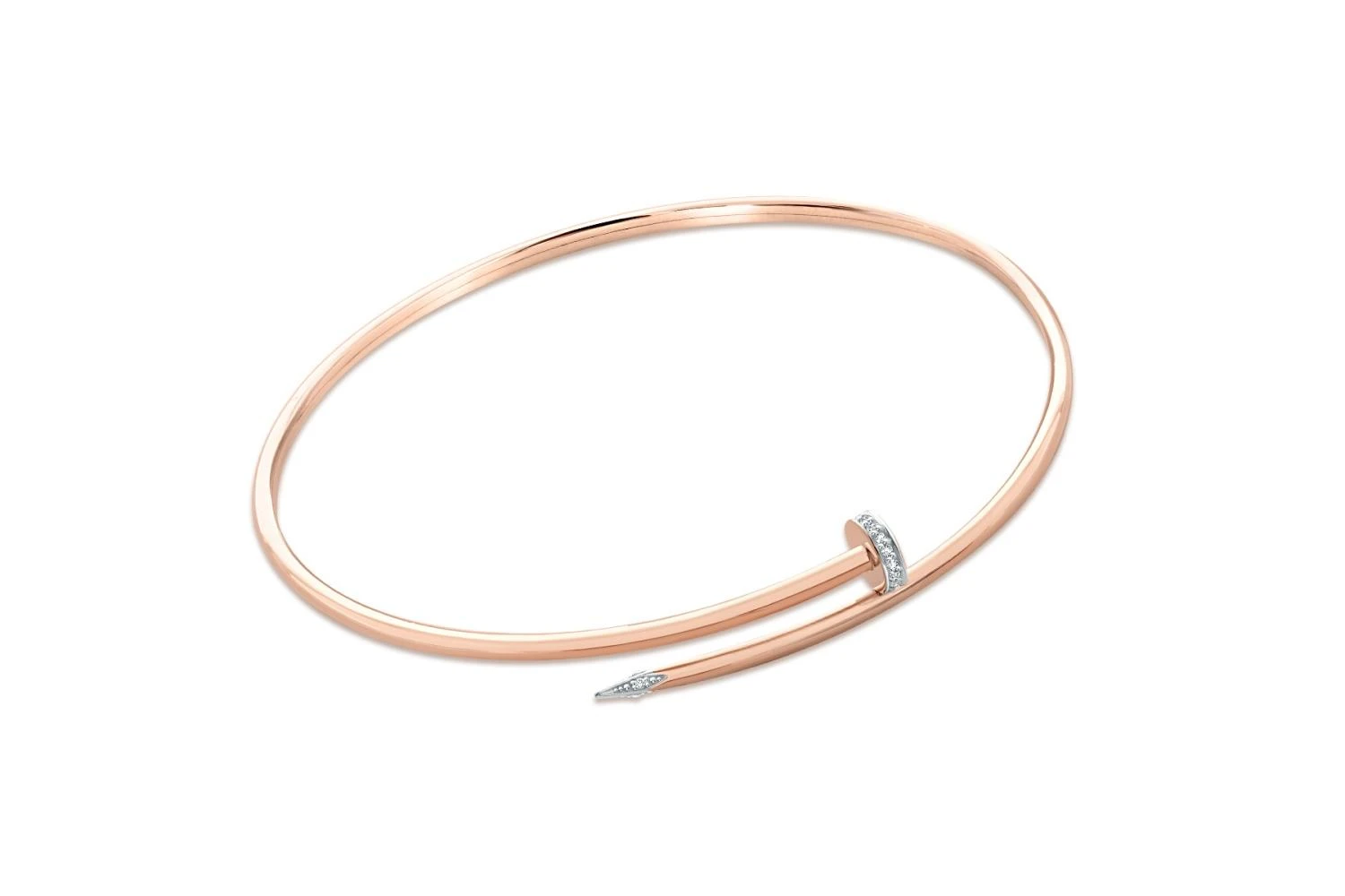 Браслет Гвоздь из красного золота с 18 фианитами