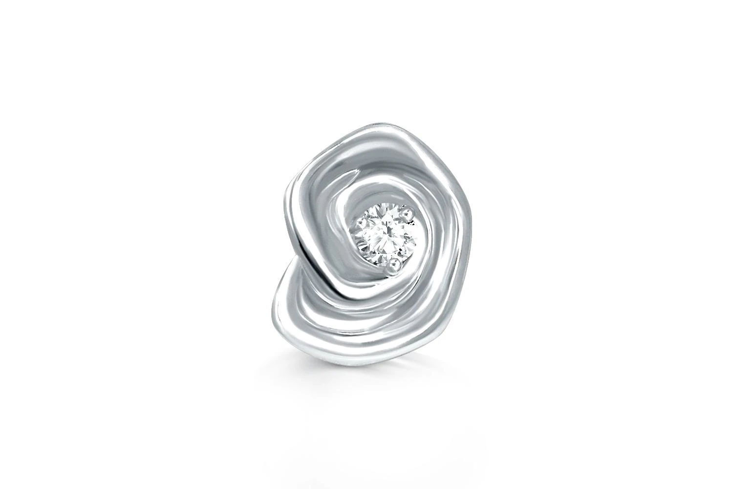 Подвеска Цветок из белого золота с бриллиантом