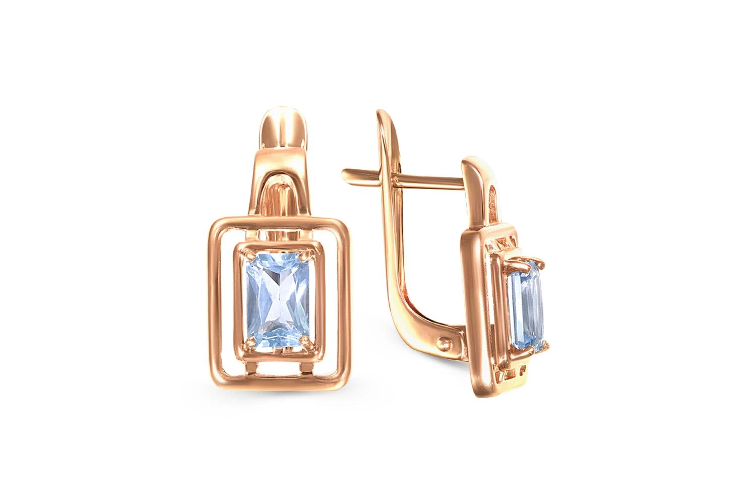 Серьги из красного золота с 2 топазами sky