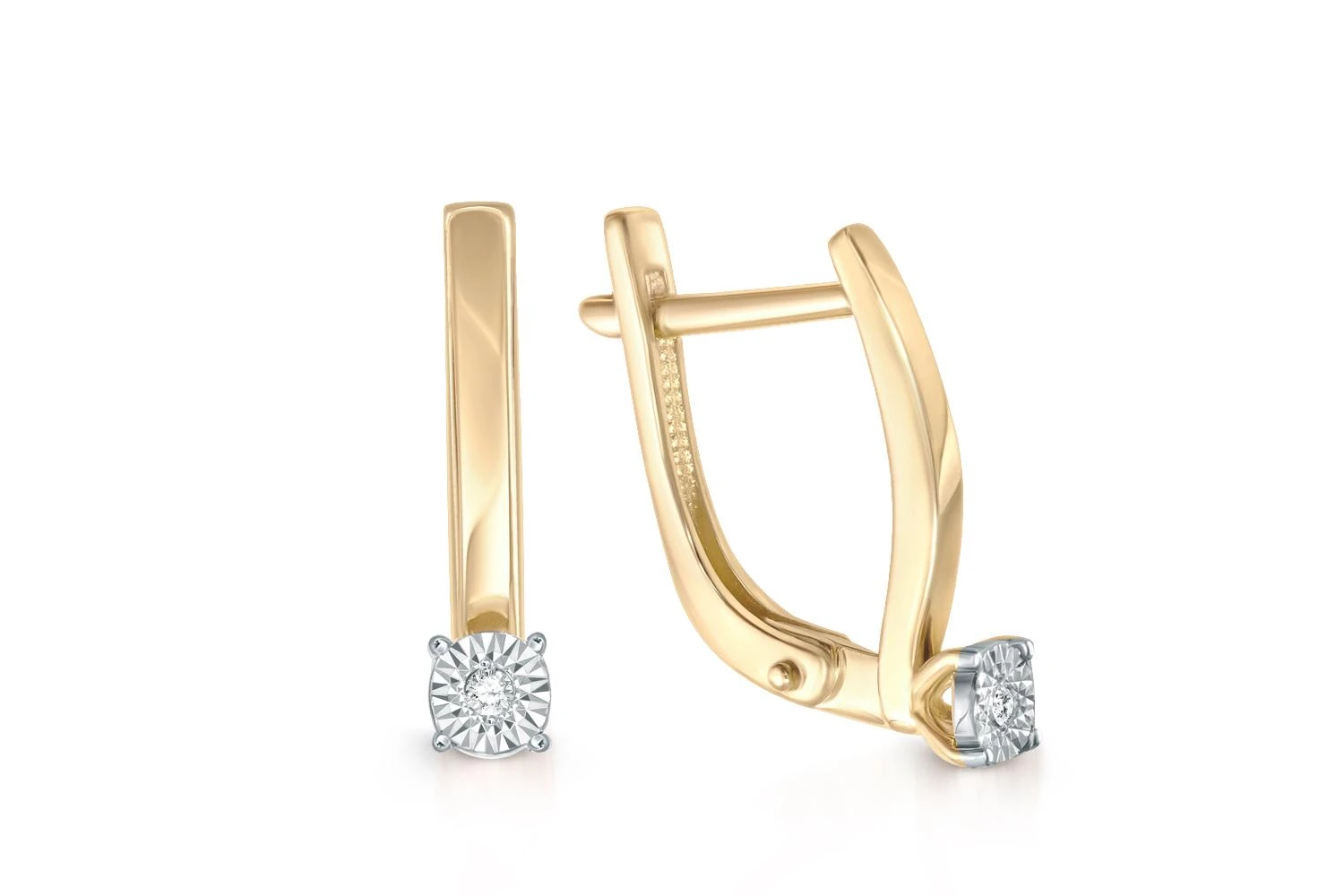 Серьги из жёлтого золота с 2 бриллиантами