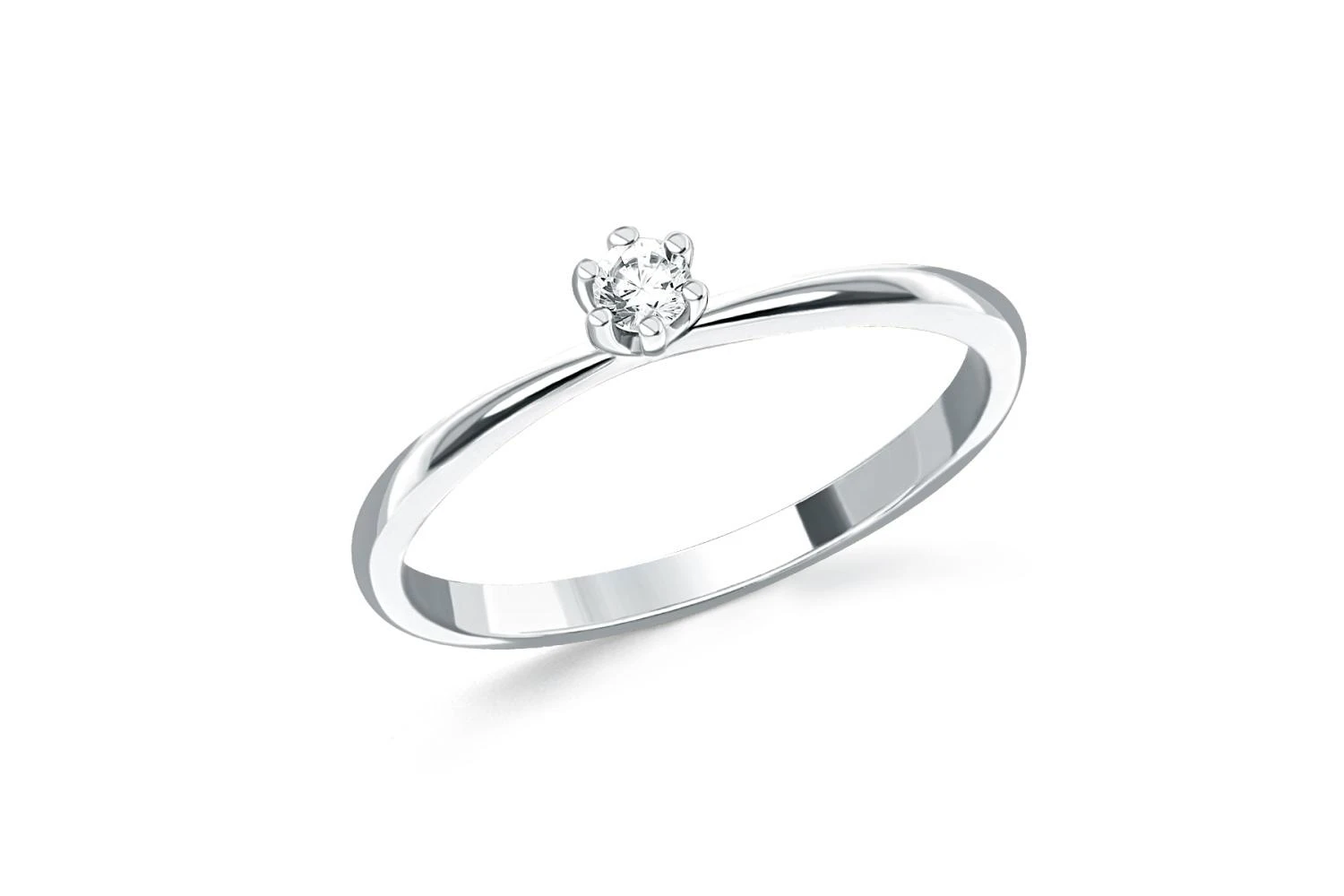 Кольцо из белого золота с выращенным бриллиантом