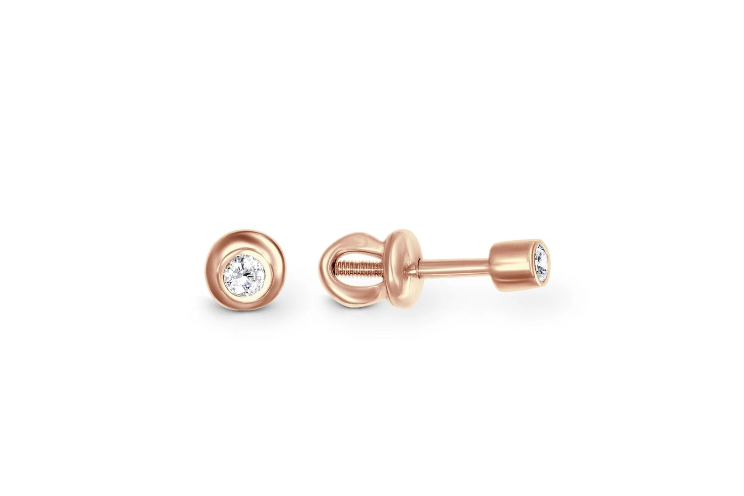 Серьги-пусеты из красного золота без вставок