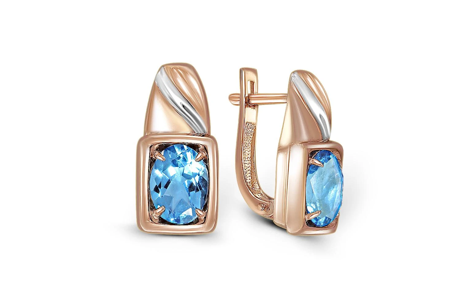 Серьги из красного золота с 2 ситаллами