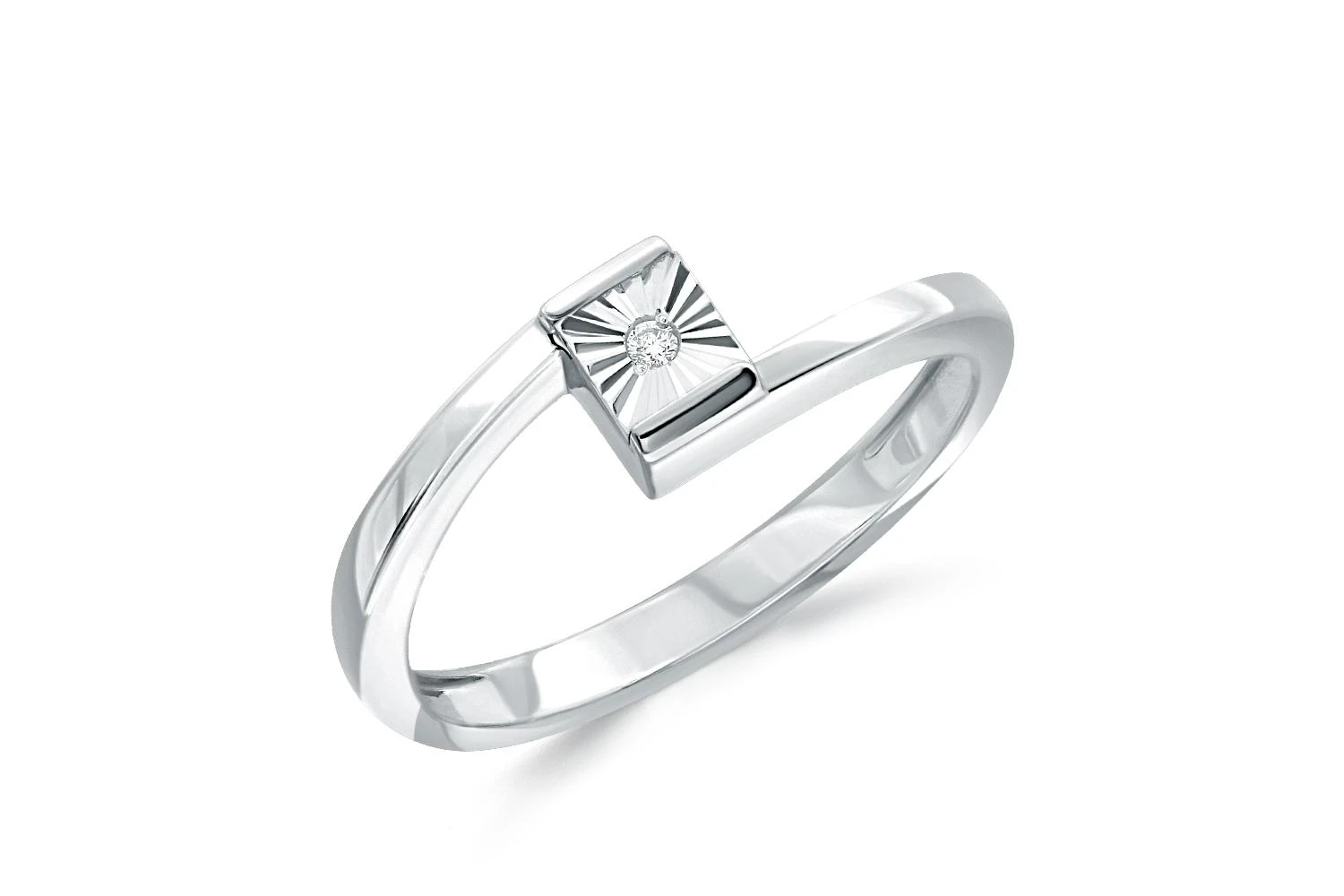 Кольцо Квадрат из белого золота с бриллиантом
