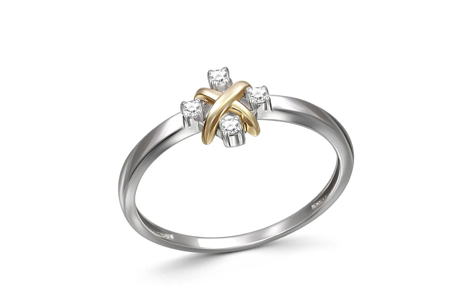 Кольцо из жёлтого золота с 4 бриллиантами